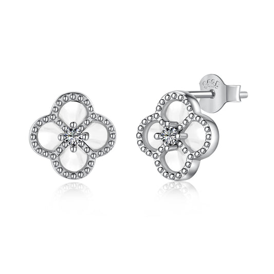 STERLING SILVER WHITE CLOVER EARRINGS