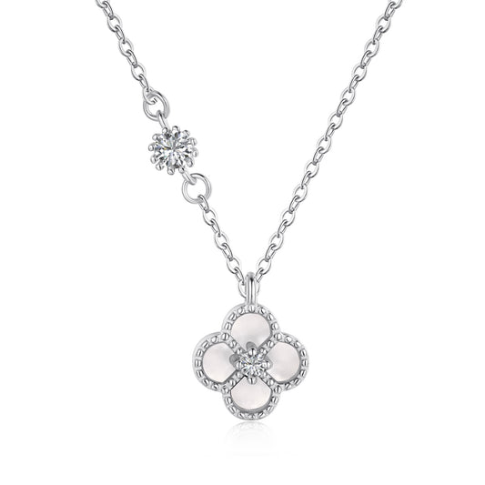 STERLING SILVER WHITE CLOVER NECKLACE