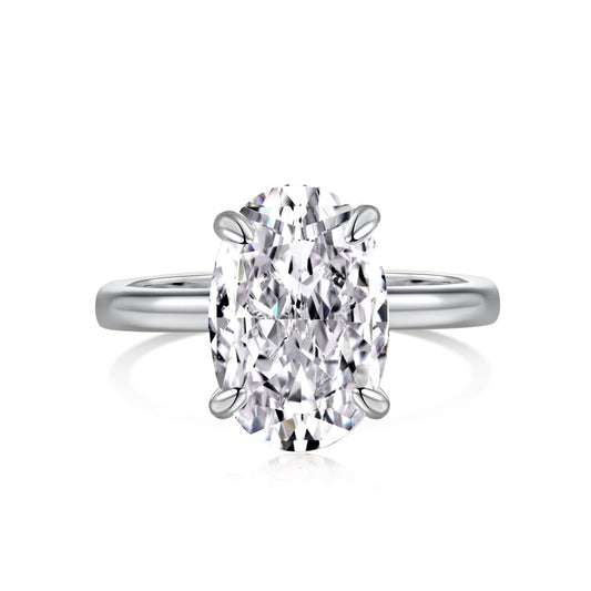 STERLING SILVER OVAL SOLITAIRE RING